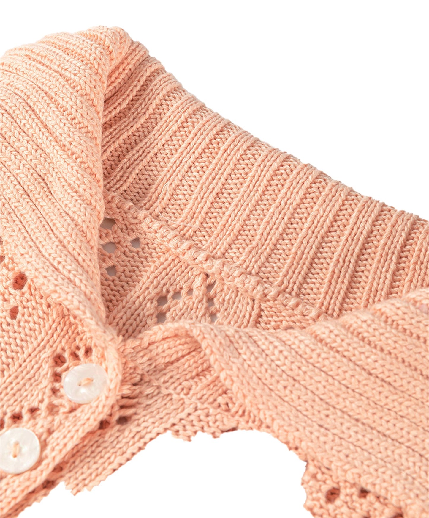 Apricot Pink Hollow Knit Sweater Cardigan