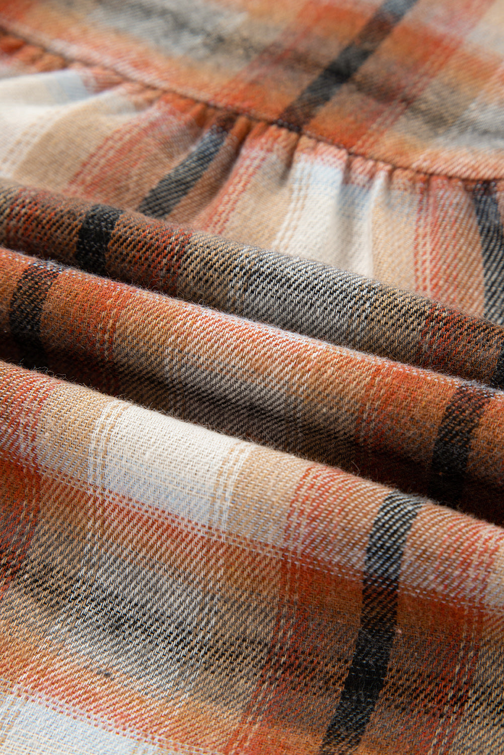 Khaki Plaid Tunic Dress Button Front