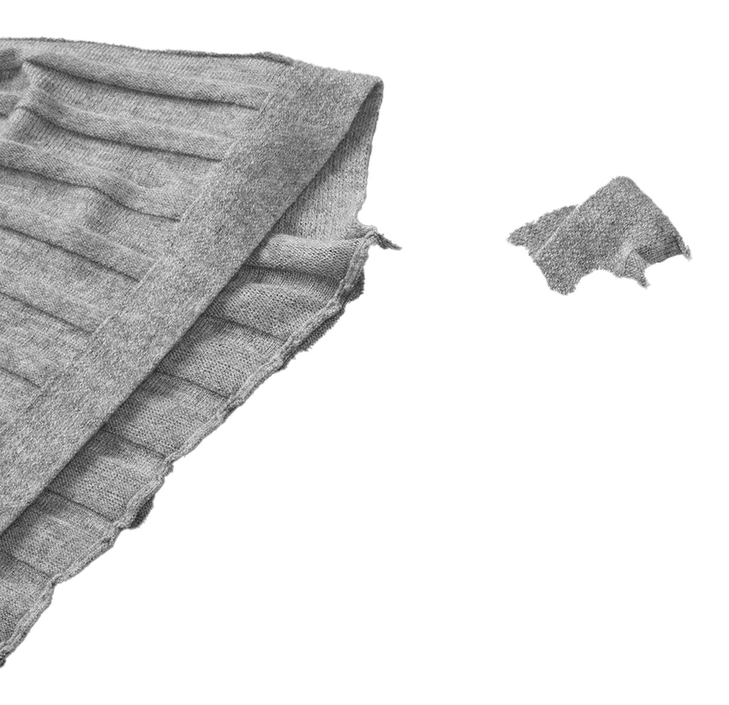 Gray Ribbed Knit Cardigan For Trendy Style