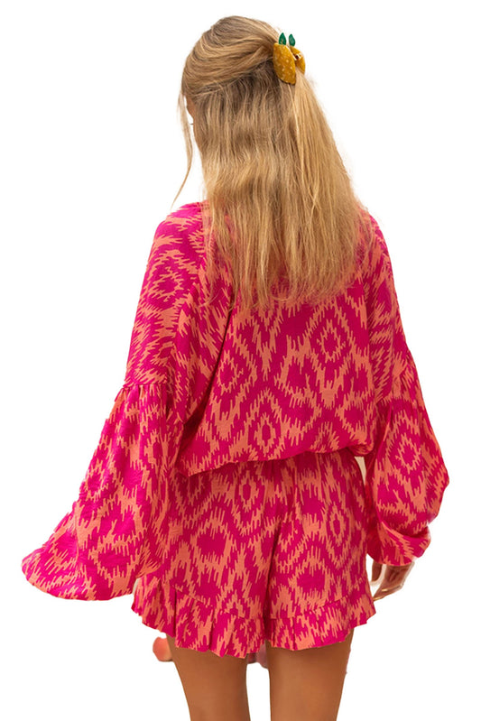 Rose Western Aztec Print Pajama Set