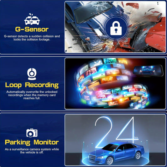 4k Mirror Dash Cam With Dual Cameras