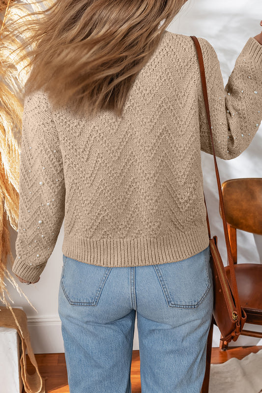 Pearl Embellished Cardigan For Stylish Comfort
