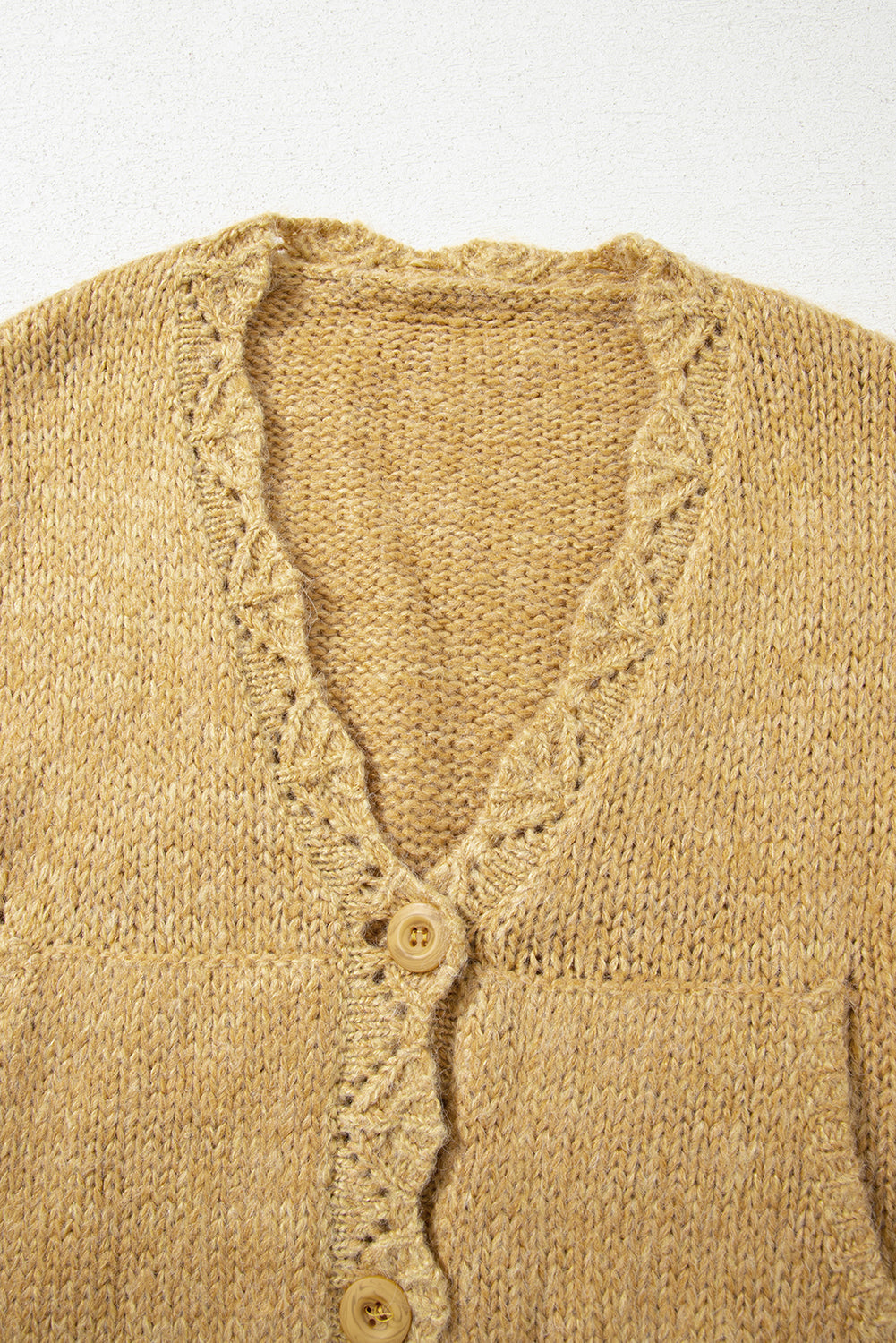 Light Beige Lantern Sleeve Cardigan