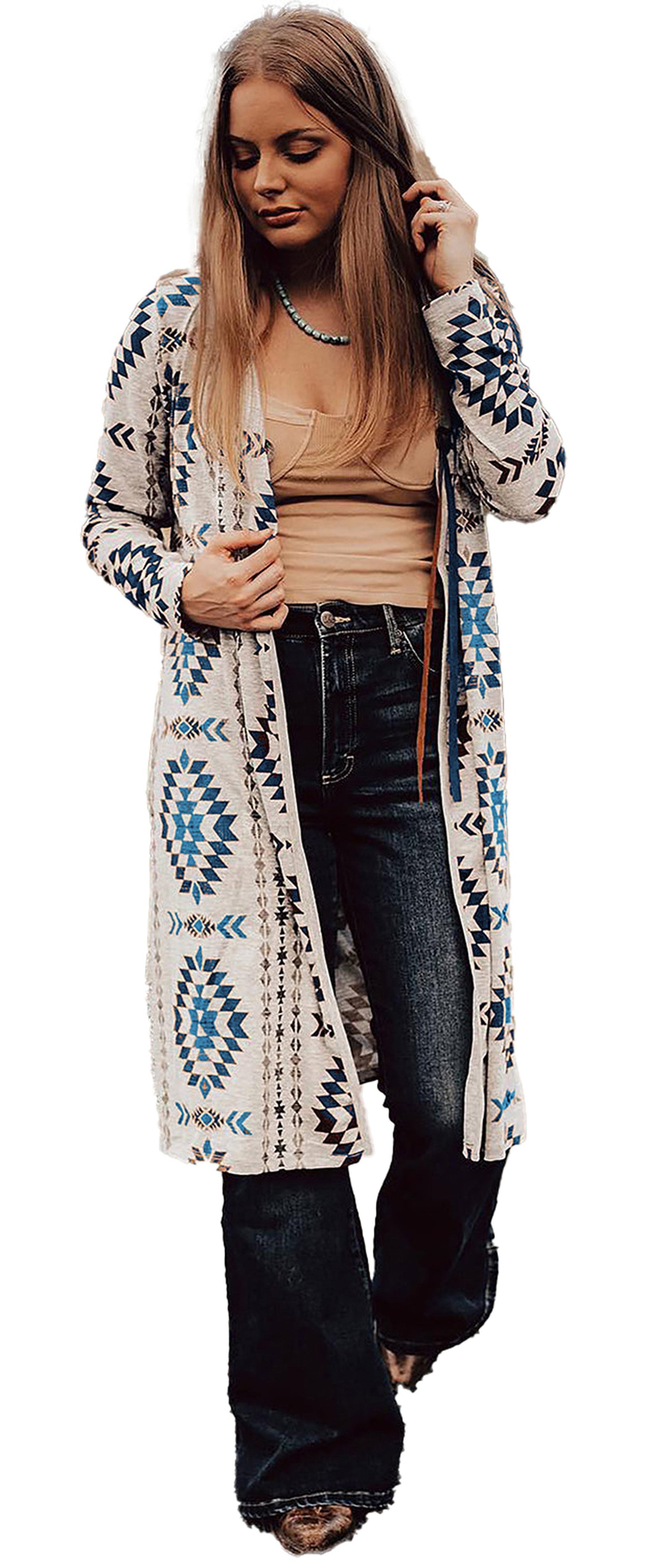 Brown Aztec Cardigan For Women