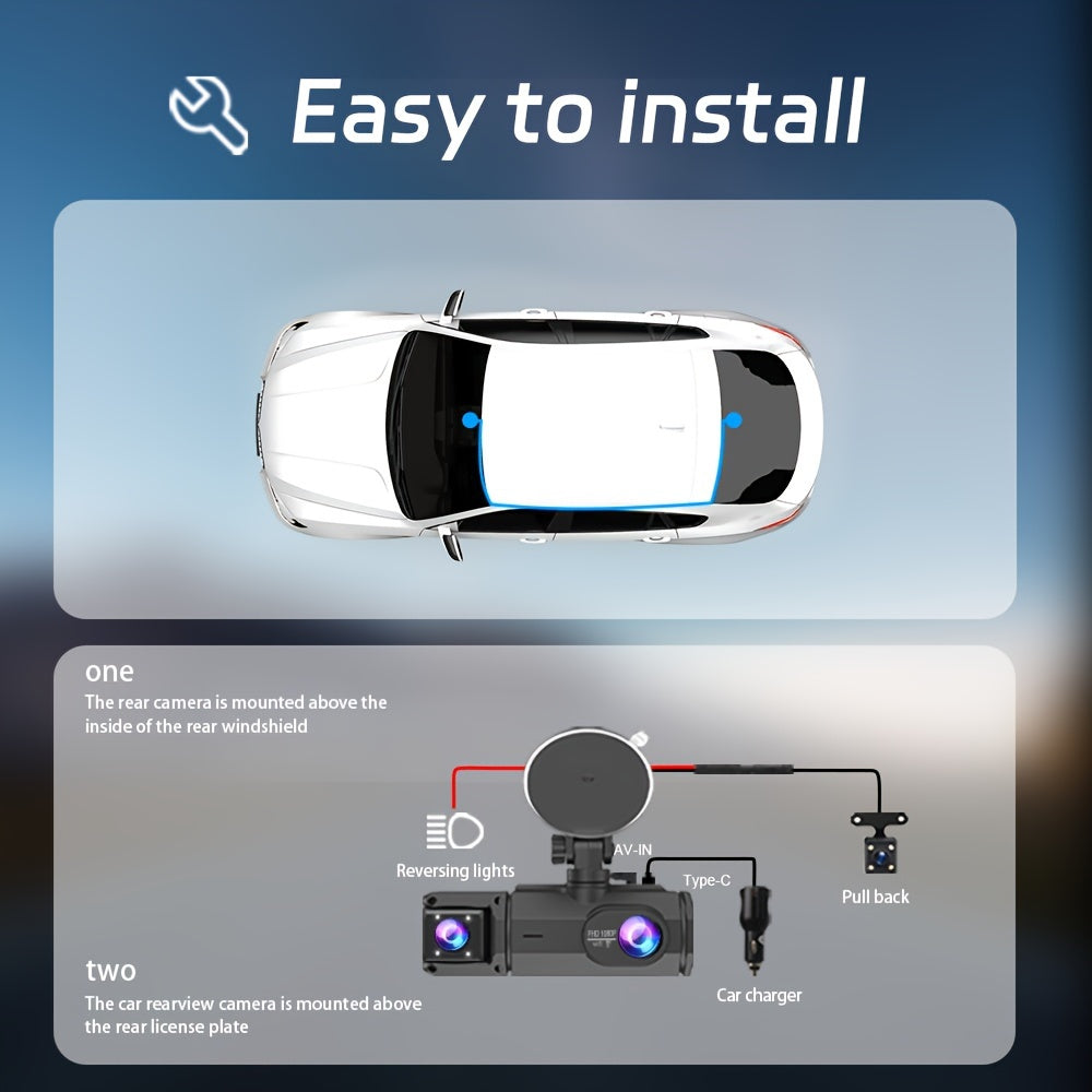 3 Channel Dash Cam With Night Vision