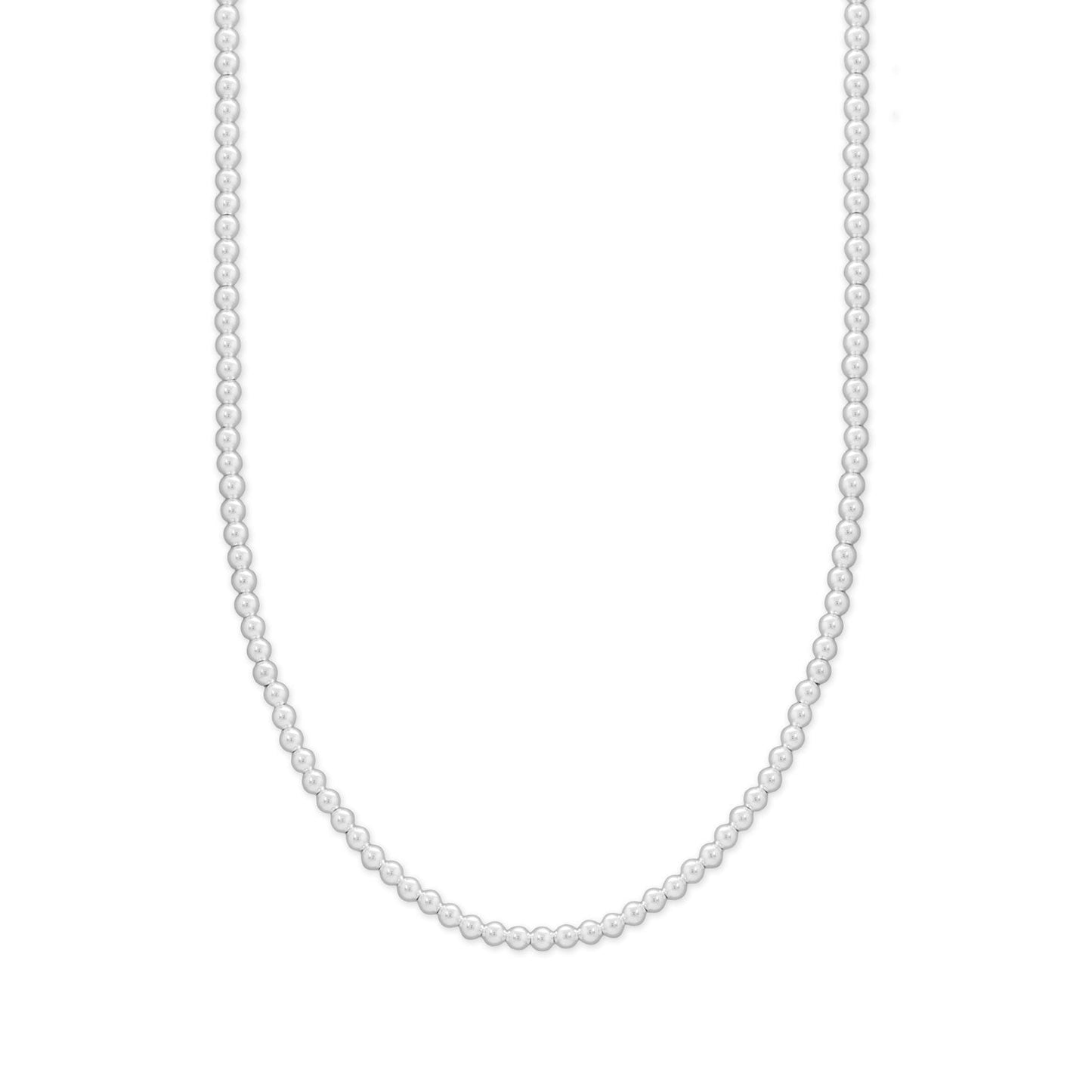 3mm silver bead necklace crafted by LuckeLadybug LLC for elegant and stylish looks