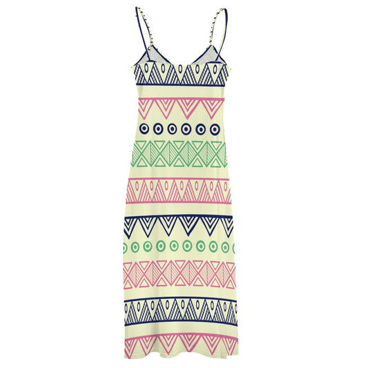 Vestido largo de verano con tirantes y diseño geométrico para mujer
