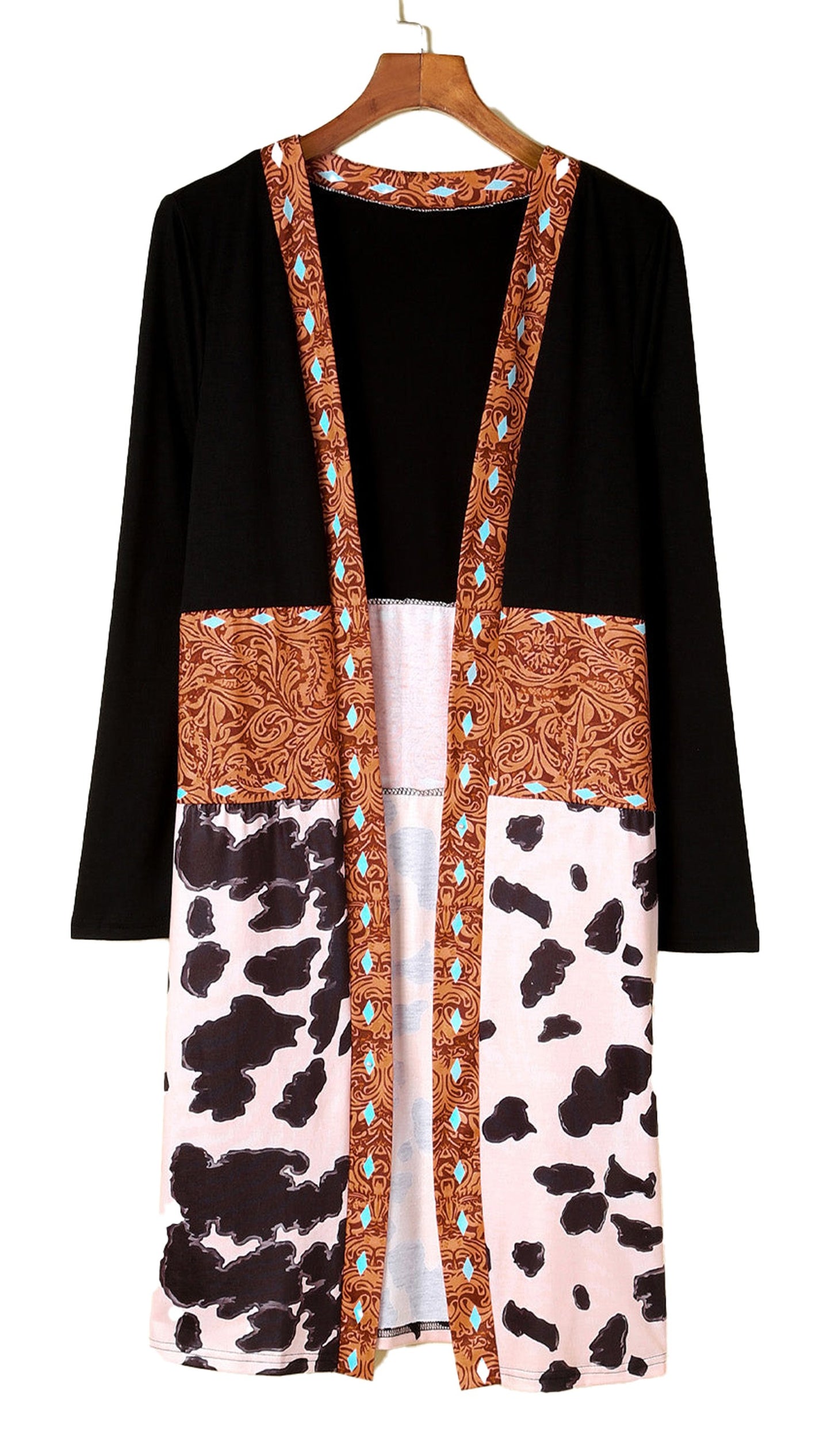 Black Western Cow Print Cardigan
