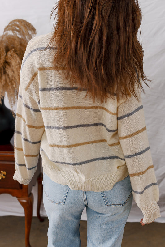 Multicolour Striped Cardigan Sweater