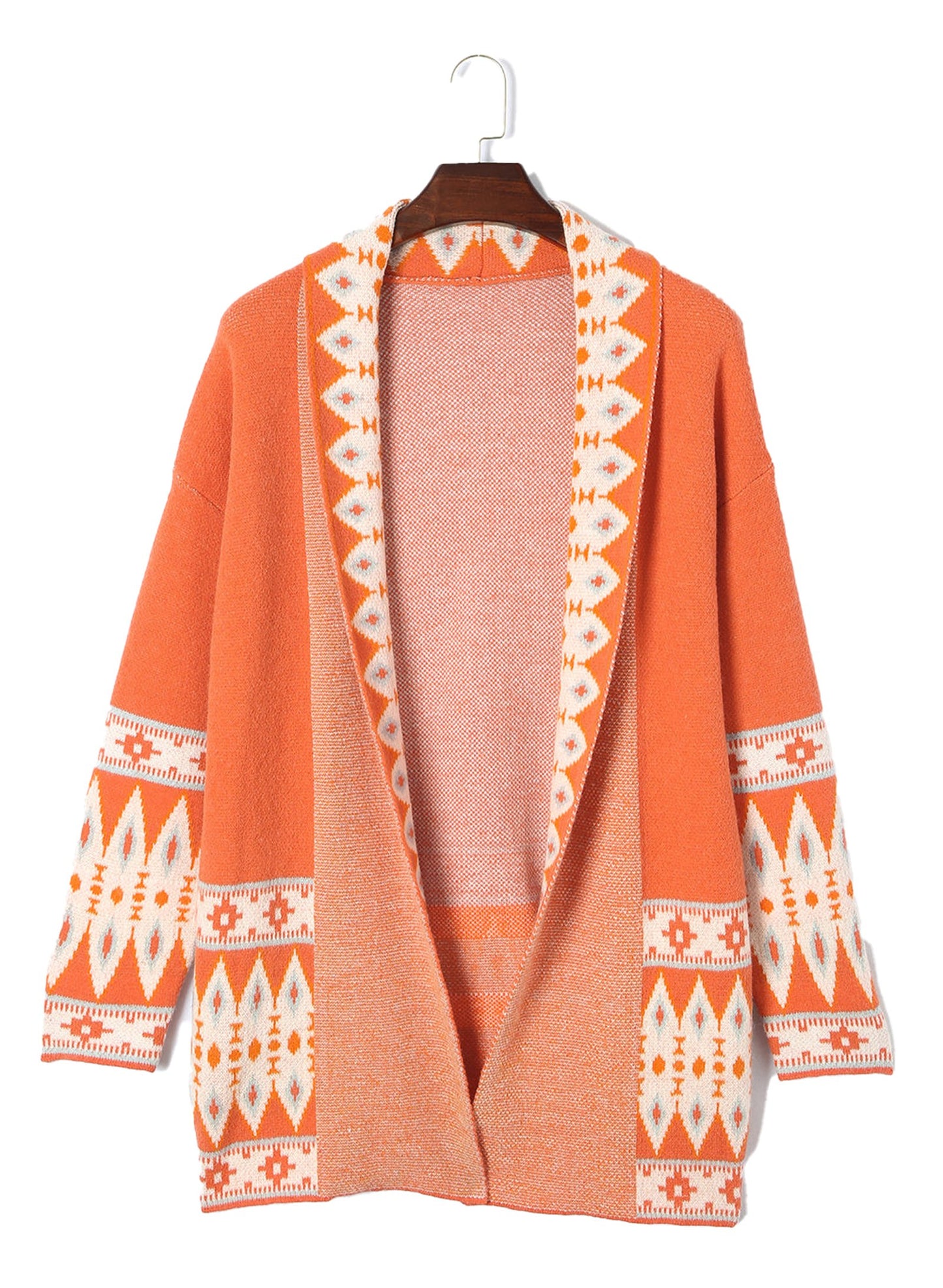 Brown Aztec Print Cardigan For Trendy Styles