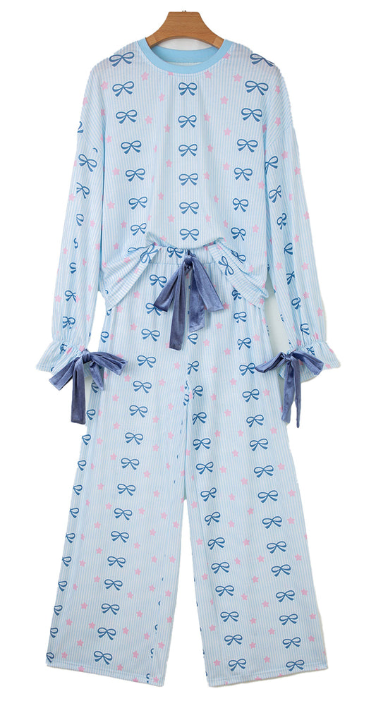 Sky Blue Stripe Lounge Set For Comfort