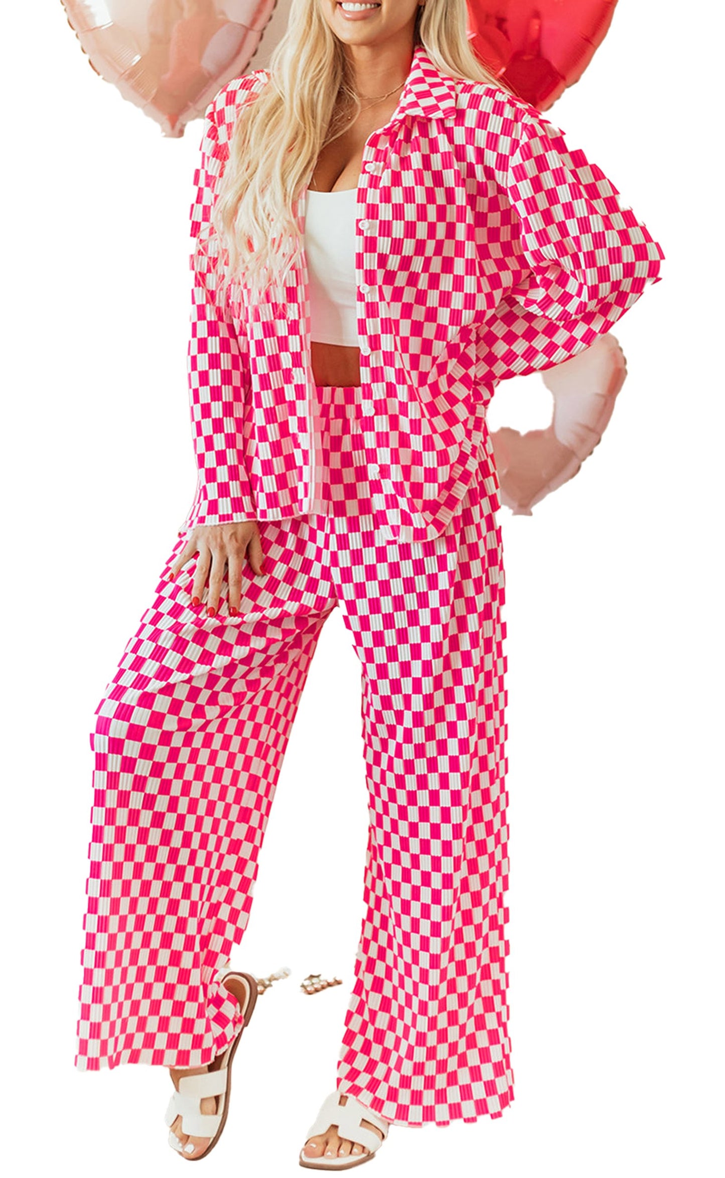 Pink Checkered Pajama Set For Cozy Nights