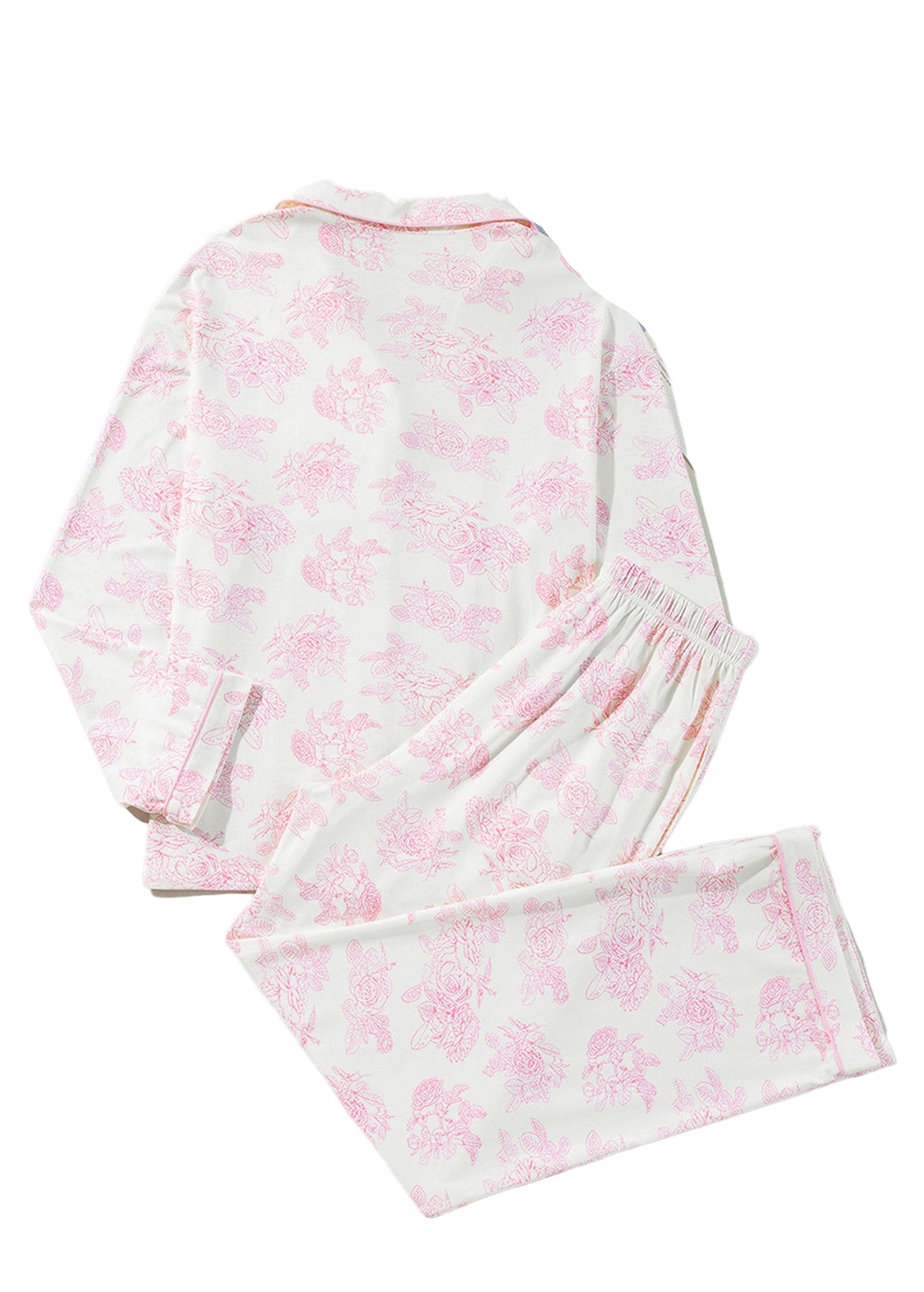 Pink Floral Pajamas Set For Women
