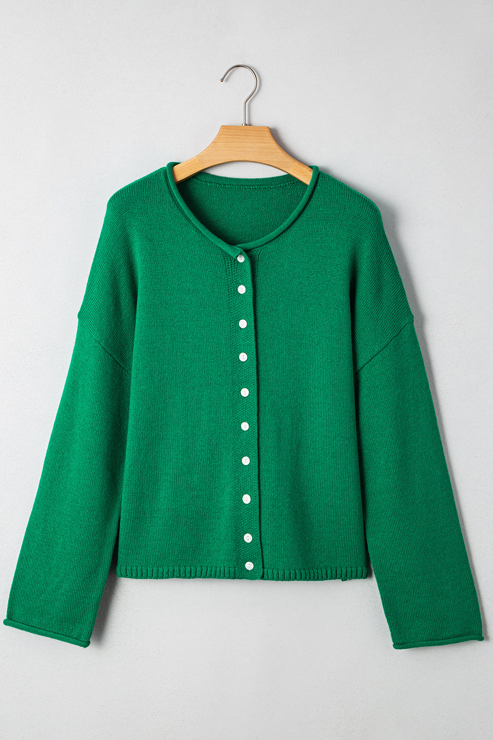 Bright Green Knit Cardigan For Trendy Styles