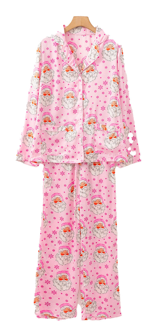 Pink Santa Christmas Pajama Set