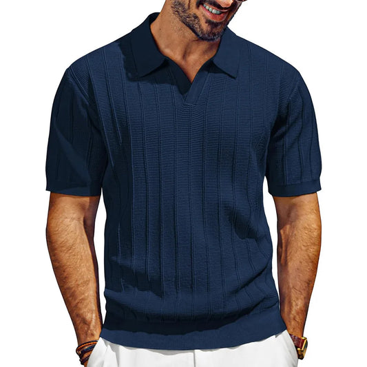 Mens Casual Knitted Polo Shirt Stylish Fit