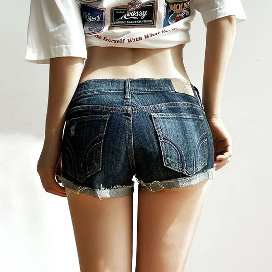 Womens Dark Blue Denim Shorts