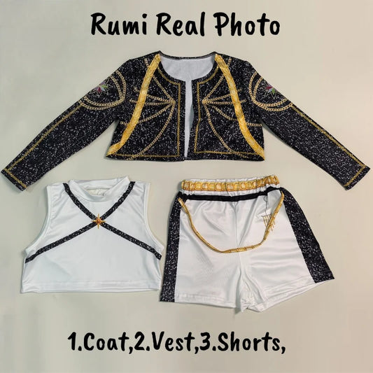 K-Pop demon hunters costume for kids including coat, vest, and shorts with stylish design