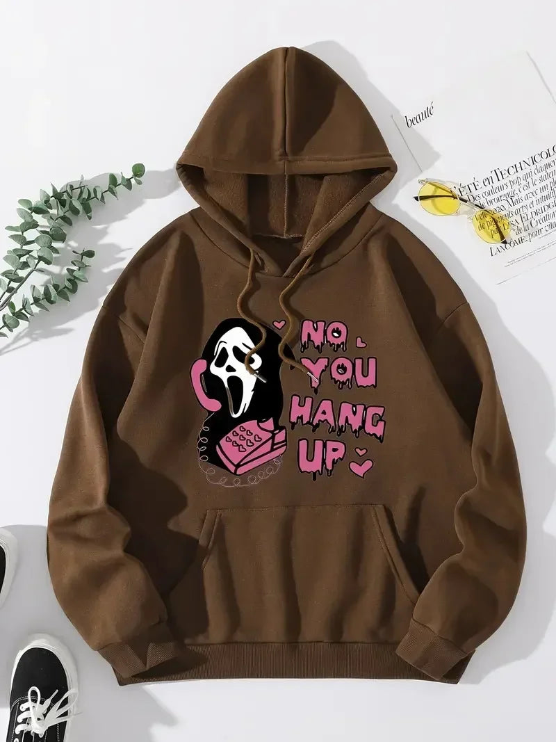 Womens Harajuku Graphic Hoodie Pink Scream Design