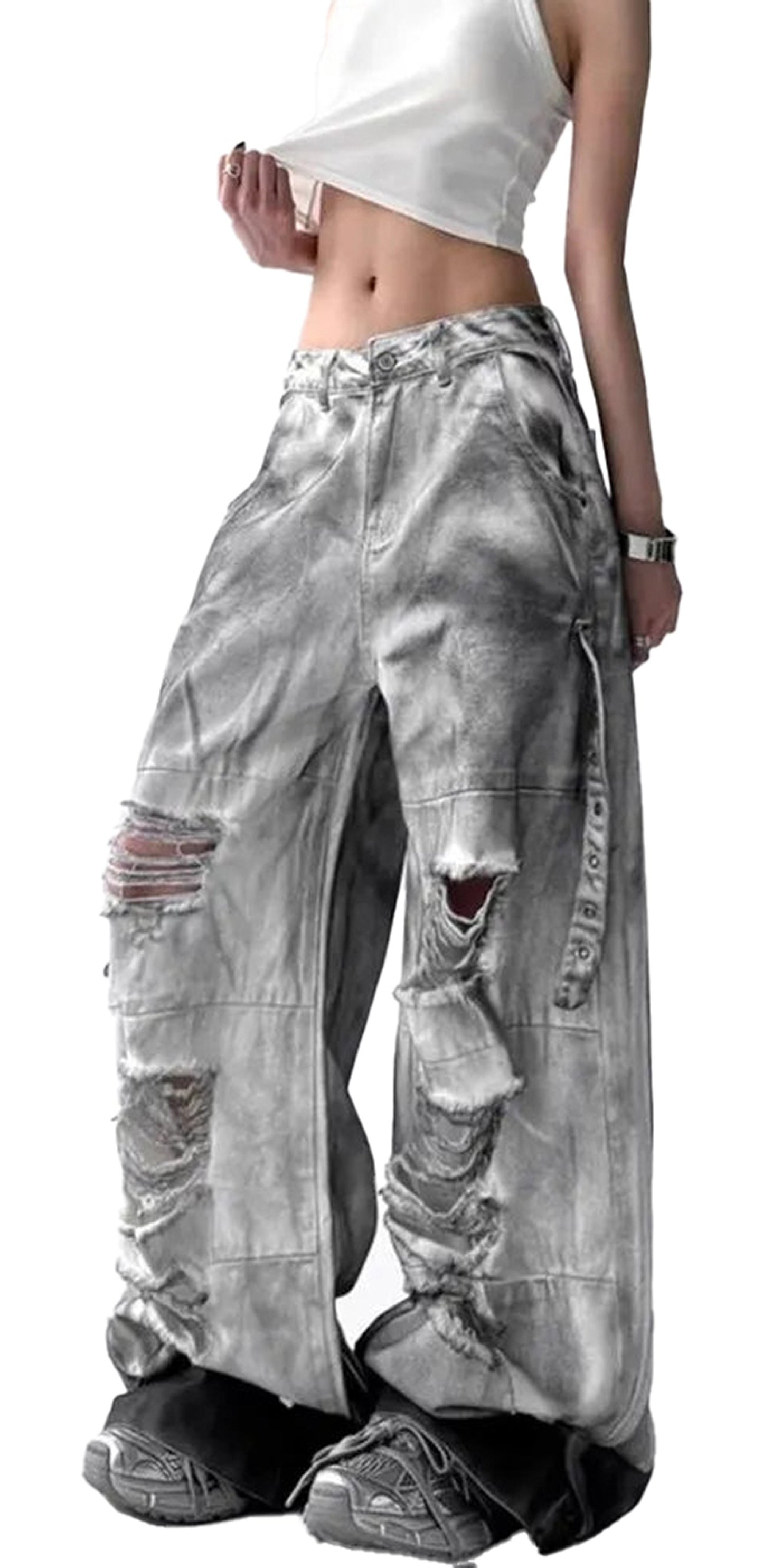 High Street Ripped Wide Leg Jeans