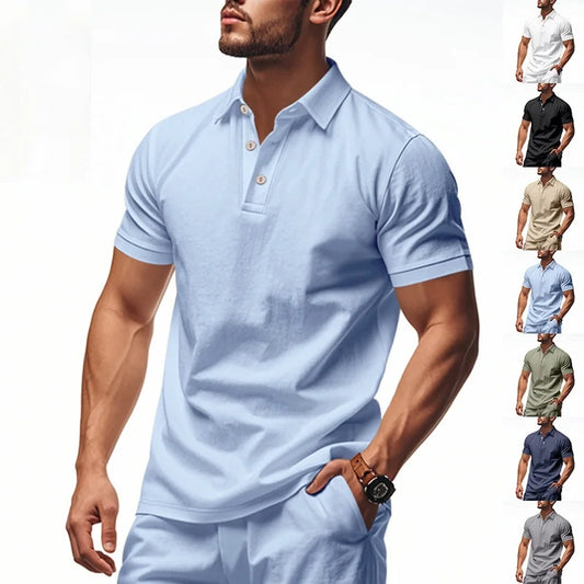Mens Solid Color Polo Shirt Trendy Style