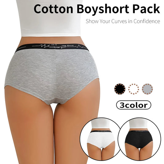 Womens Solid Color Boxer Briefs Set