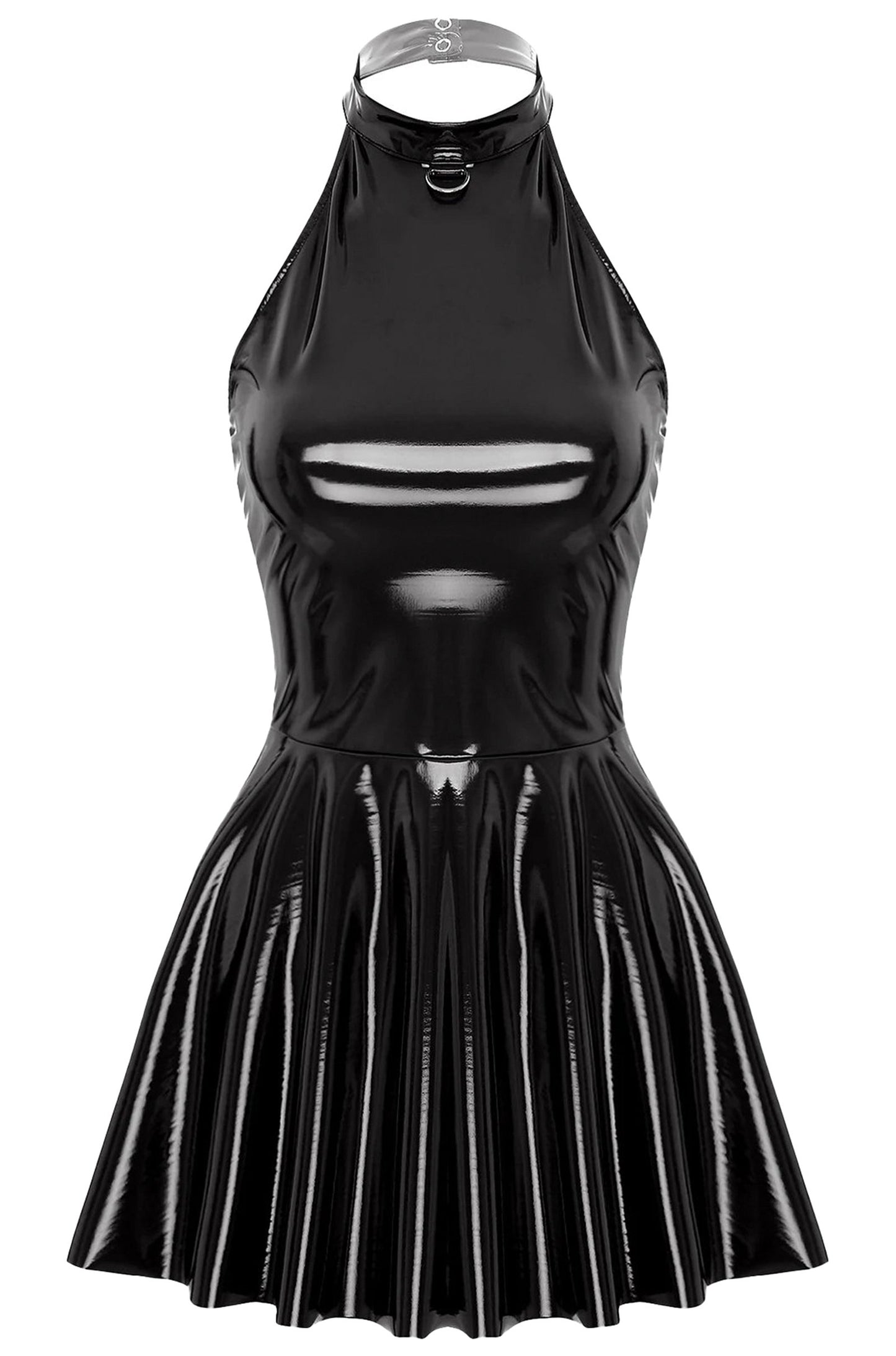 Glossy Patent Leather Mini Dress Swing
