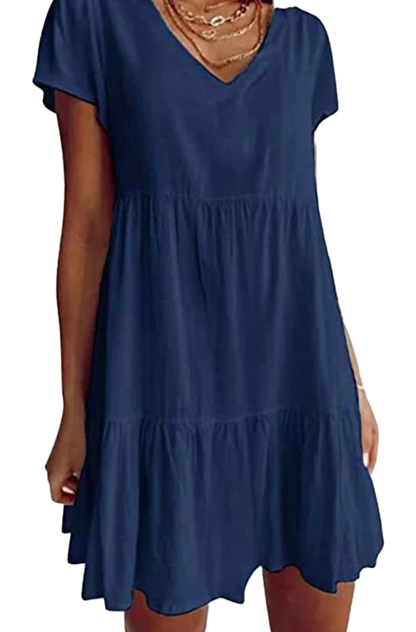 Womens V-Neck Mini Dress In Various Colors