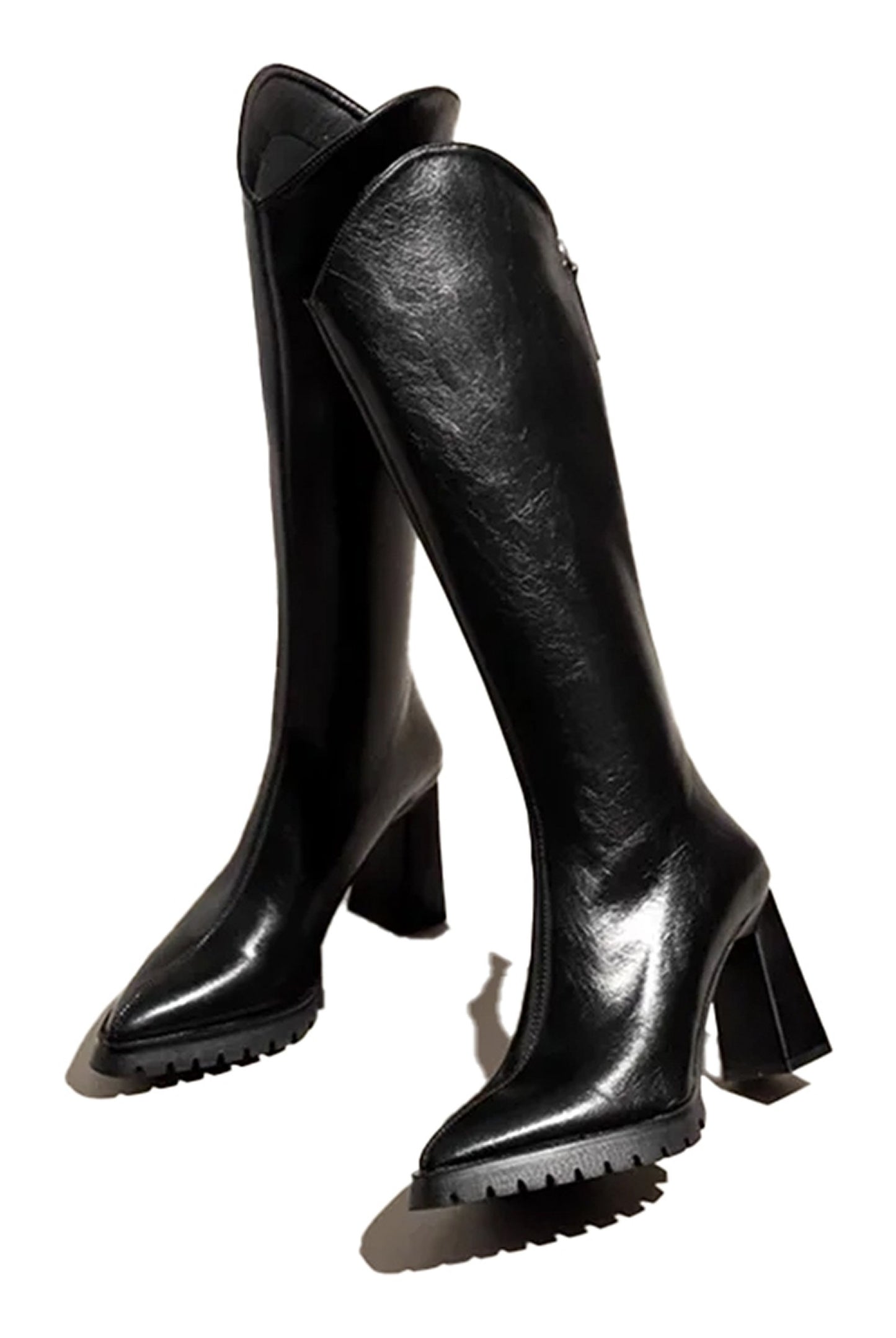 Brown Leather Knee High Boots Women