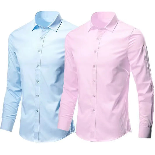 Mens Anti-Wrinkle Dress Shirt Stylish Duo