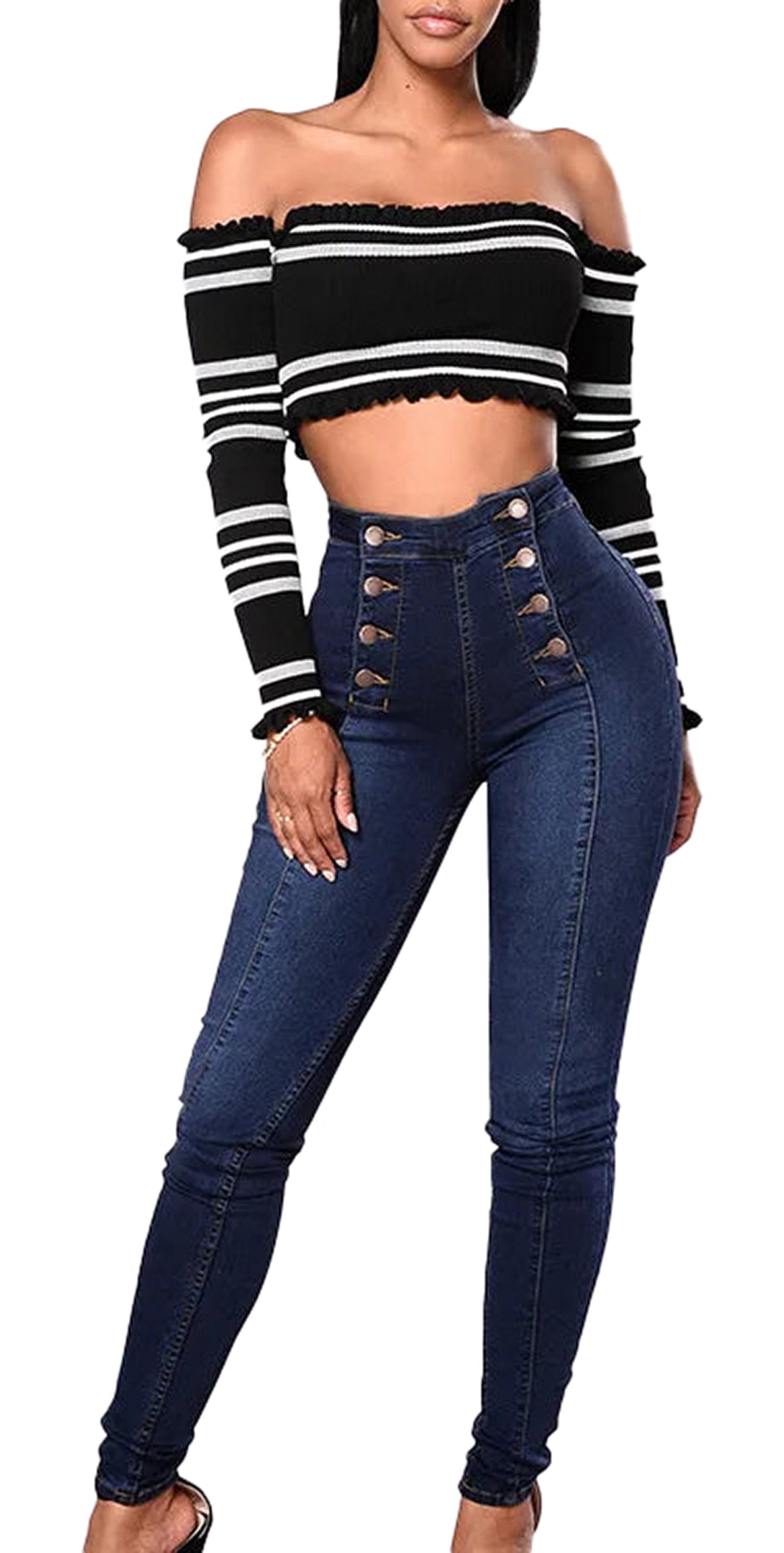 Vintage High Waist Skinny Jeans For Women