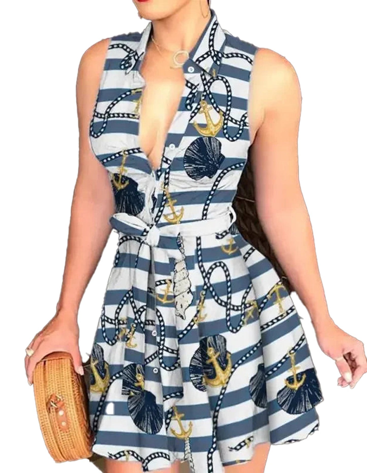 Womens Sleeveless Shirt Dress Chic & Trendy