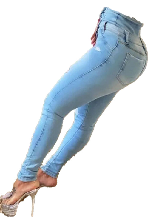 High Waist Ripped Skinny Jeans For Women