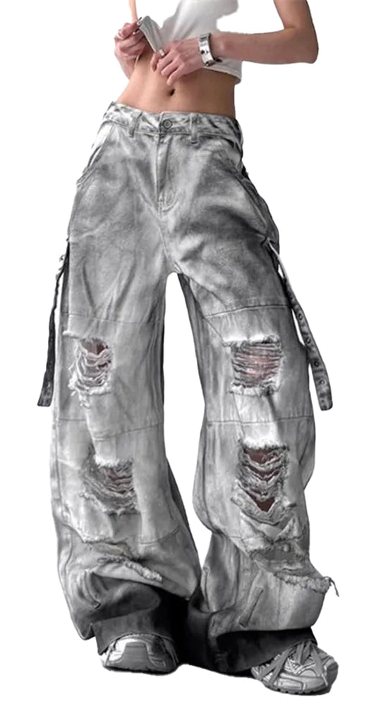 High Street Ripped Wide Leg Jeans