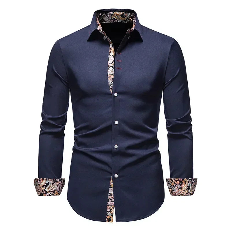 Mens Floral Printed Dress Shirt