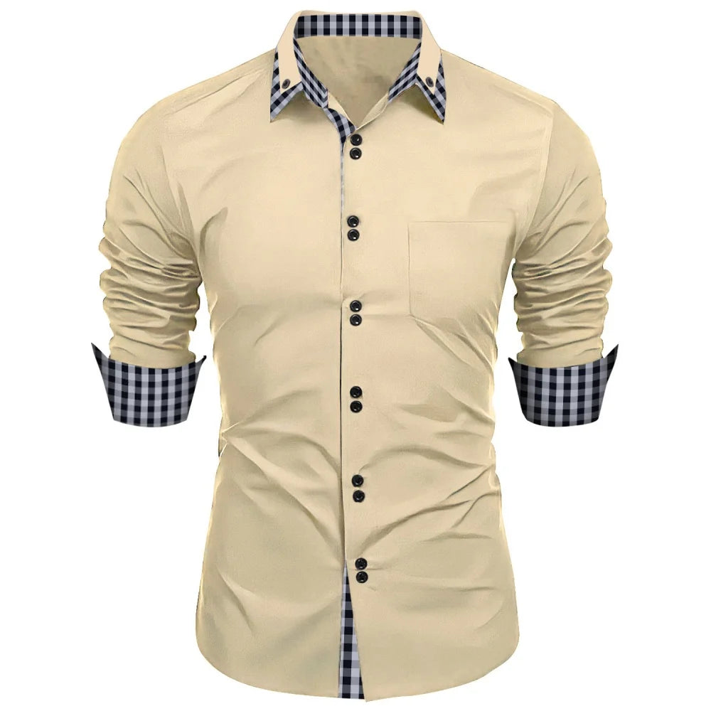 Mens Long Sleeve Business Shirt Trendy Style