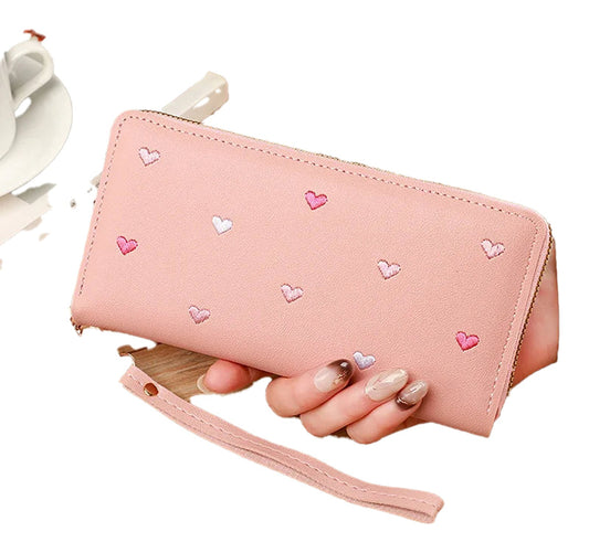 Womens Love Heart Wallet Wristlet