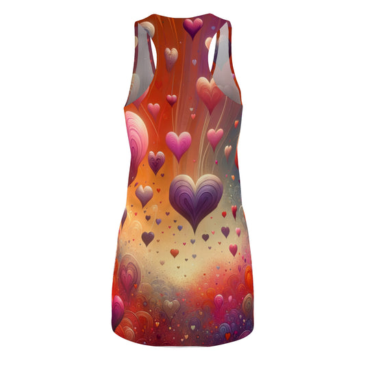 LuckeLadybug racerback abstract heart print dress with vibrant multicolor hearts design