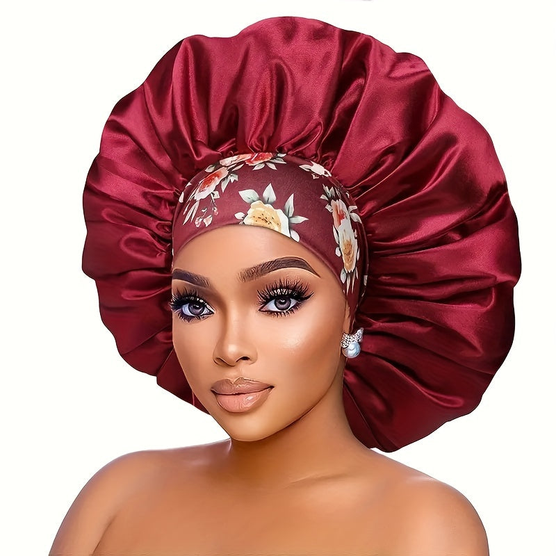 Elegant Floral Satin Shower Cap