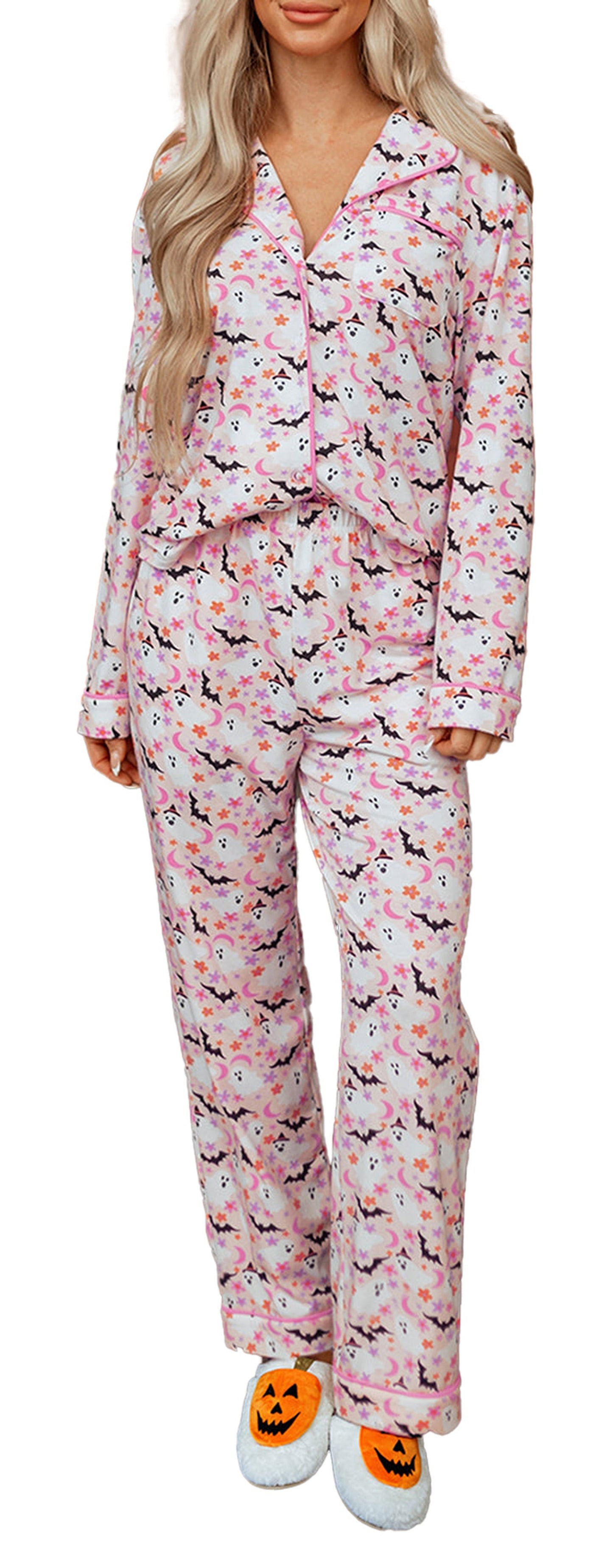 Pink Halloween Pajama Set For Cozy Nights