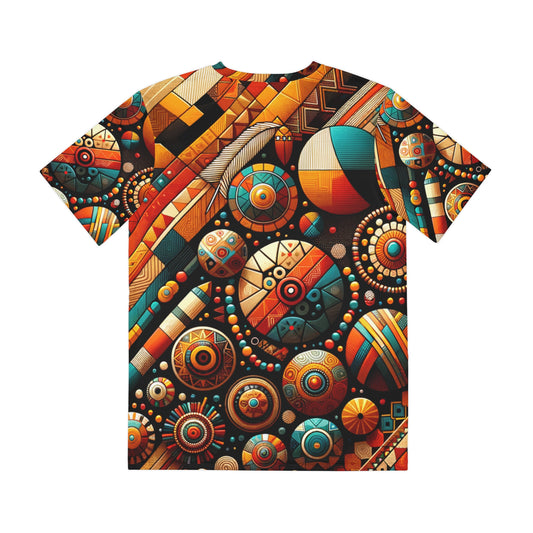 LuckeLadybug African abstract t shirt for men featuring colorful geometric tribal patterns