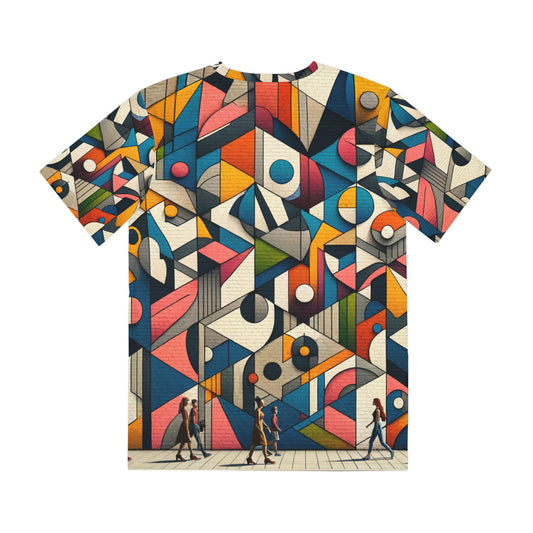 LuckeLadybug artistic abstract graphic t shirt featuring colorful geometric shapes and patterns