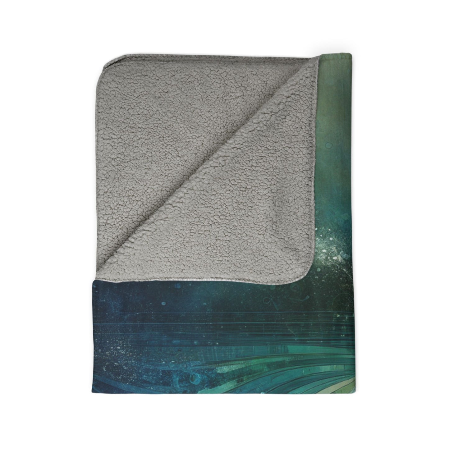 LuckeLadybug sherpa blanket with galaxy design and cozy gray sherpa lining artistic home decor blanket