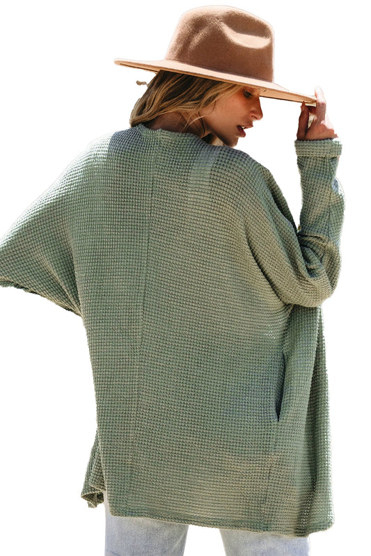 Laurel Green Waffle Knit Cardigan