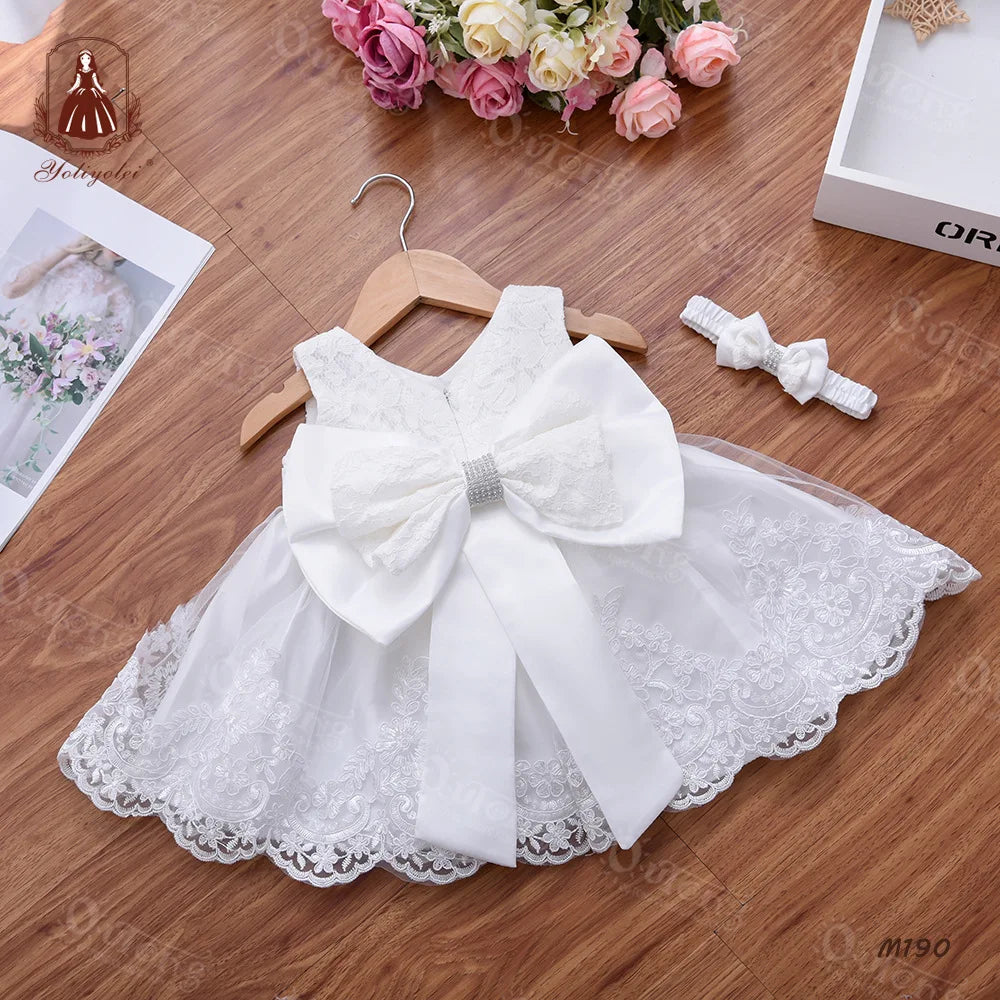 Baby Girl 1st Birthday Dress With Bow