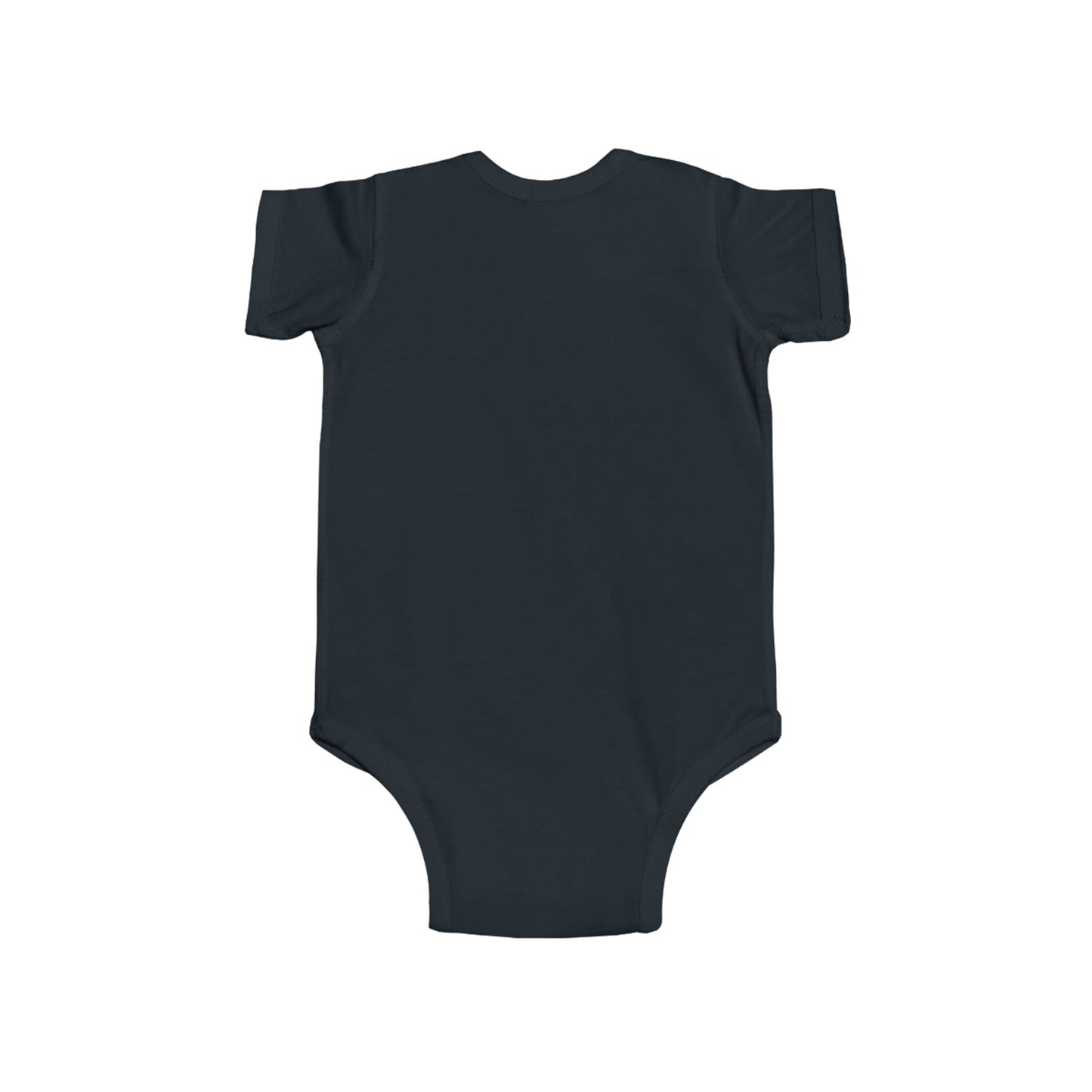Black plain one-piece ladybug baby bodysuit from LuckeLadybug with short sleeves and snap closure