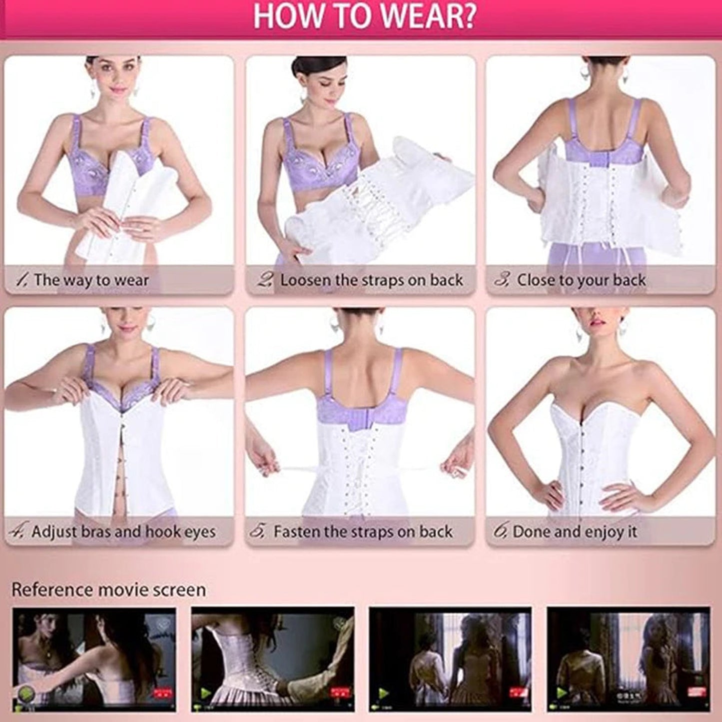 Step-by-step guide on how to wear a black satin corset for women with detailed instructions