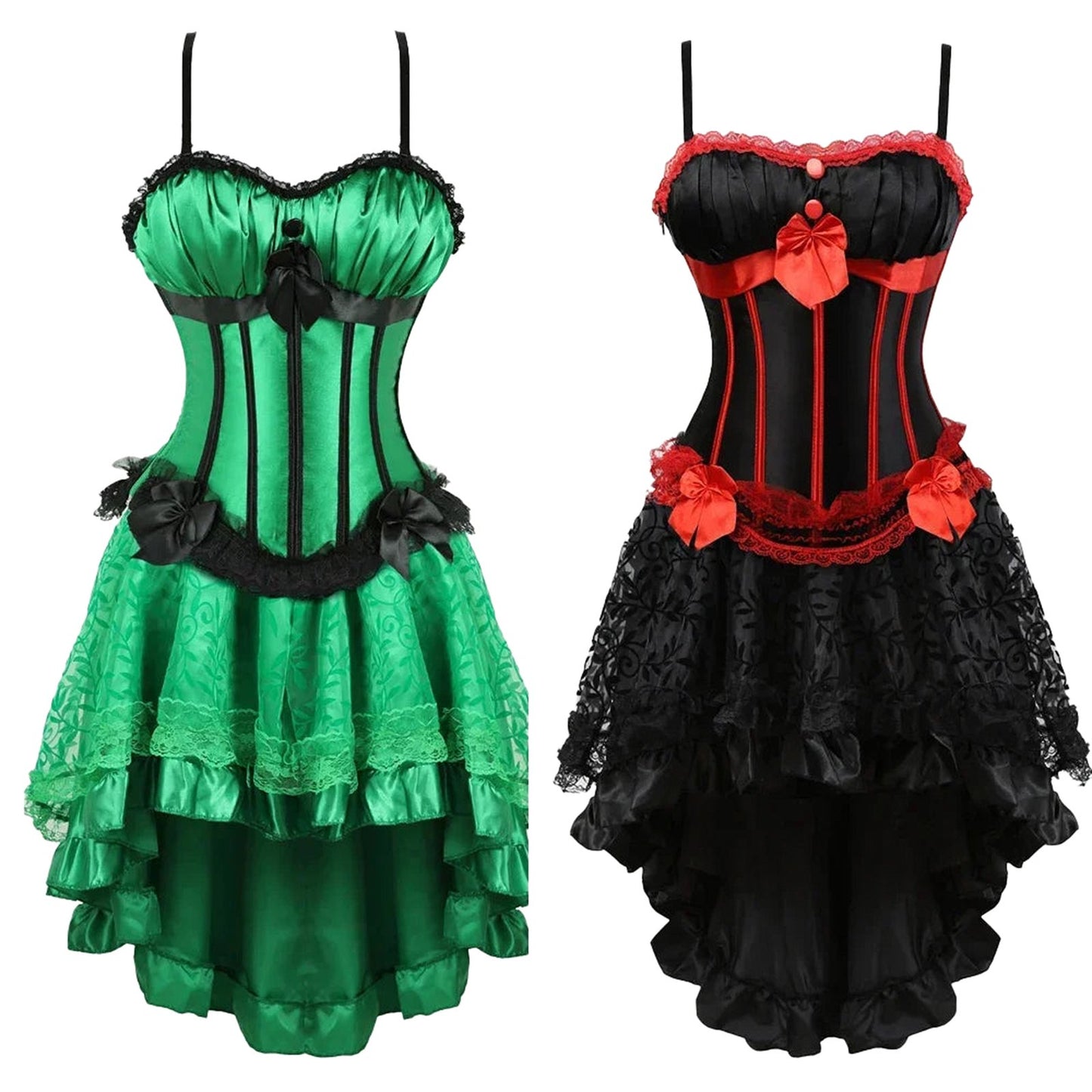 LuckeLadybug burlesque corset dress with tutu skirt in green and black styles with elegant details