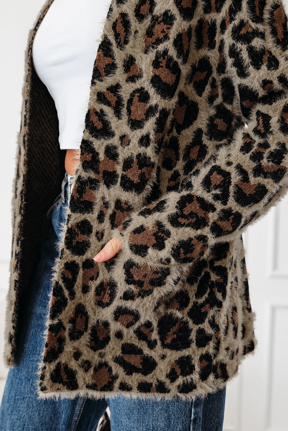 Brown Leopard Print Cardigan For Women
