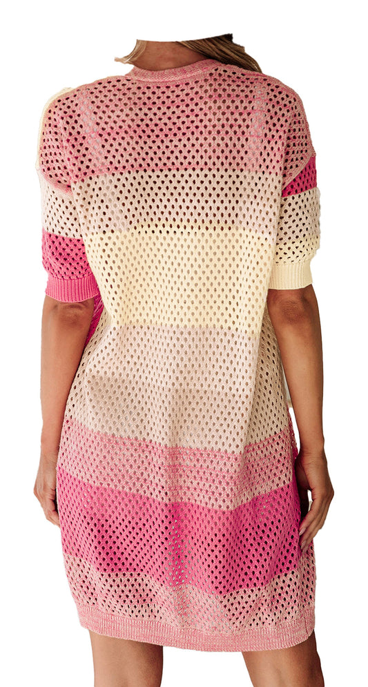 Pink Ombre Knitted Cardigan For Fashionable Style